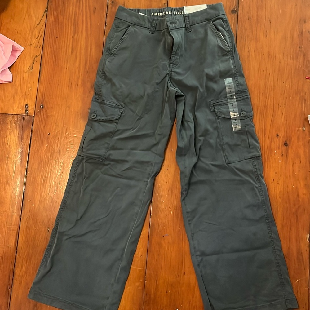 American Eagle blue stretchy wide leg pants
